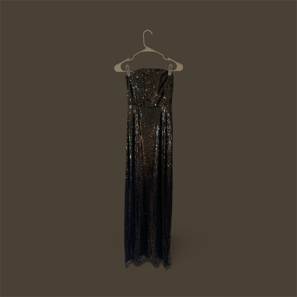 Lulu's Black Strapless Sequin Gown
